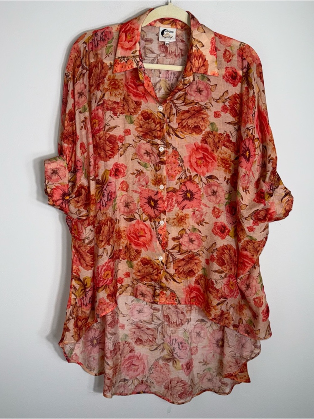 Jaded Gypsy Rosie Days Tunic Top Blouse-Short Sleeve-Floral-Lagenlook-One Size